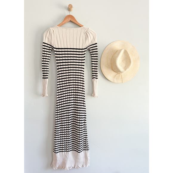 Zara | Striped Knit Dress with Scalloped Hem | Sz XS - Picture 8 of 9